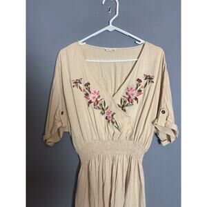 Blushing Heart Womens Floral Long Sleeve Mini Dress L